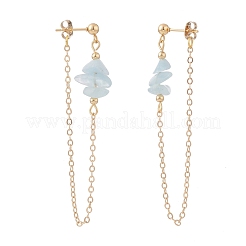 Boucles d'oreilles pendantes en perles d'aigue-marine naturelle pour femme&nbsp;EJEW-TA00028-01