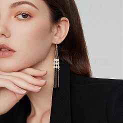 Orecchini pendenti con nappe con perline di perle naturali&nbsp;EJEW-TA00189