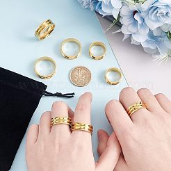 Anillo de acero inoxidable 201 de doble ranura&nbsp;RJEW-UN0002-35G