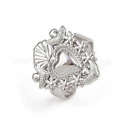 Anillos de dedo ajustables con forma de corazón de acero inoxidable 304 para mujer&nbsp;RJEW-A074-07P
