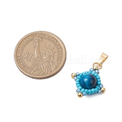 Colgantes de estrella hechos a mano con cuentas de vidrio y ojo de tigre natural (teñido y calentado)&nbsp;PALLOY-MZ00494-01
