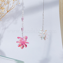 2 pieza de 2 estilos de decoraciones colgantes de vidrio con flores y copos de nieve&nbsp;HJEW-FH0001-83