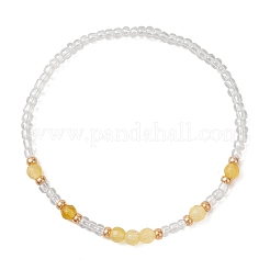 Pulseras elásticas de piedras preciosas naturales y cuentas de vidrio para mujer&nbsp;BJEW-MZ00344