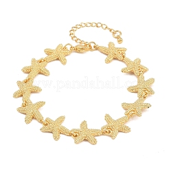 Bracciali a catena in ottone a forma di stella marina per donna&nbsp;BJEW-K248-07A-G