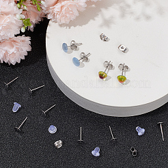 300 pièce de tige de boucle d'oreille plate ronde en acier inoxydable 304&nbsp;STAS-SC0007-33B