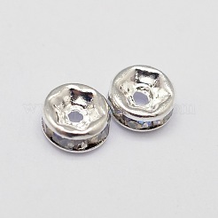 Plattierte Rondelle Messing Klasse Strass Abstandsperlen&nbsp;RB-D301-09S