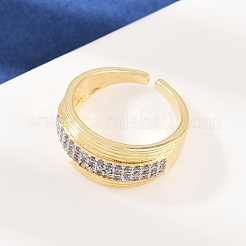 Latón micro pave anillos de brazalete de circonio cúbico&nbsp;RJEW-C140-15G