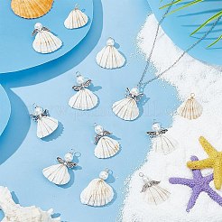 6 Stile mit Kupferdraht umwickelte Muschelanhänger&nbsp;FIND-AR0005-14