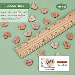 4 Stil Herz mit Liebe & Wort Holz Cabochons&nbsp;WOOD-FH0001-90