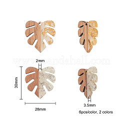 Pendentifs en résine transparente et bois de noyer&nbsp;RESI-CJ0001-53