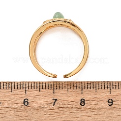 Offene Manschettenringe aus Messing mit Mikropavé-Fassung aus Zirkonia und Natursteinen für Damen&nbsp;RJEW-K261-10G
