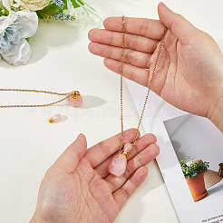 Colliers pendentifs en forme de flacon de parfum ovale en quartz rose naturel&nbsp;NJEW-WH0022-40A