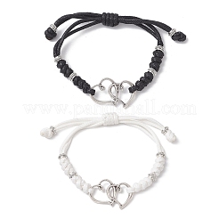 2 pz braccialetti con ciondolo a forma di cuore in lega&nbsp;BJEW-JB11503