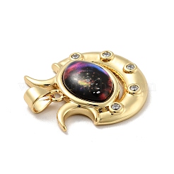 Occhio con luna in ottone micro pavé pendenti in zirconi chiari&nbsp;KK-G419-12G-06