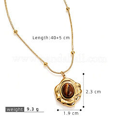 Collier avec pendentif œil de tigre naturel et chaîne en acier inoxydable 304&nbsp;FS-WG84F4F-04