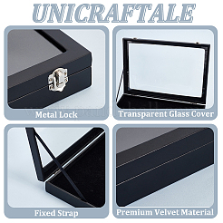 Scatola di presentazione rettangolare in velluto con badge&nbsp;CON-WH0089-105B