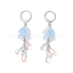 4 Paar 4 Farben Edelstahl Glasblume mit Tropfen-Hebelohrringen&nbsp;EJEW-TA00704