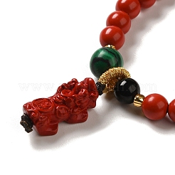 Bracelets extensibles mala cinabre ronds de 6 mm&nbsp;BJEW-B080-28A-07