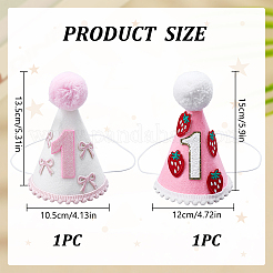 2 chapeau d'anniversaire pour bébé en tissu bicolore&nbsp;AJEW-BC0010-33