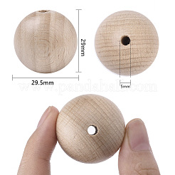Perles en bois de hêtre naturel&nbsp;WOOD-T020-01E