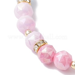 Pulseras elásticas de cuentas de vidrio redondas galvanizadas antideslustre para mujer&nbsp;BJEW-JB12663