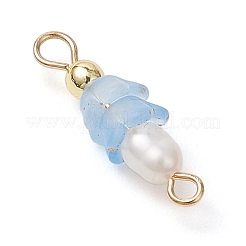 Ciondoli connettore in acrilico e perle d'acqua dolce coltivate naturali con fiori smerigliati&nbsp;PALLOY-JF03590-10