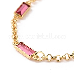 Bracelets à chaîne rectangle en zircone cubique&nbsp;BJEW-G654-02G-01