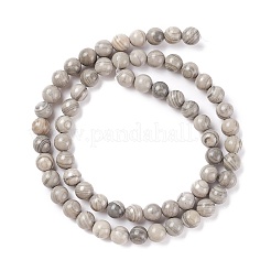 Natürliche Silber Linie Jaspis Perlen Stränge&nbsp;G-P451-03B-A
