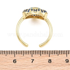 Anelli aperti a bracciale in ottone a forma di cuore con micro pavé di zirconi cubici per donna&nbsp;CU-CBA0A21-01G