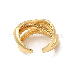 Bague de manchette ouverte entrecroisée de zircone cubique&nbsp;RJEW-A015-02G
