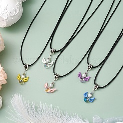 Colliers avec pendentif ange en perles de rocaille et perles de verre&nbsp;NJEW-MZ00056