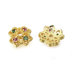 Perline in ottone con micro pavé di zirconi cubici a forma di fiore&nbsp;KK-K300-01C-G