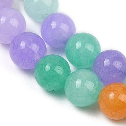 Gefärbt natürlichen weißen Jade Perlen Stränge&nbsp;G-NH0045-01A