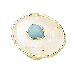 Bagues manchette ovales en cristal de quartz naturel et fleur d'amazonite&nbsp;G-P599-01G-01