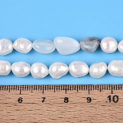 Pépites d'agate de fleur de cerisier naturelle et brins de perles de culture d'eau douce naturelles&nbsp;PEAR-N023-01A-05