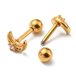 Ionenplattierung (IP) 304 Edelstahl mit Strass-Ohrstecker&nbsp;EJEW-Z034-19G