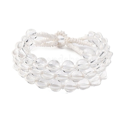 Naturquarz Kristall runde Perlen mehrsträngige Armbänder für Männer Frauen&nbsp;BJEW-G743-02C
