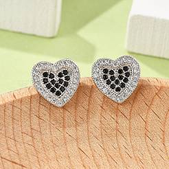 Orecchini da donna in ottone con micro pavé di zirconi cubici&nbsp;EJEW-G428-11P-01
