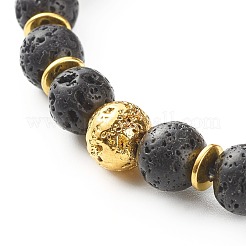 Galvanisiertes natürliches Lavagestein und synthetische Howlith-Perlen-Stretch-Armbänder für Mädchen und Frauen&nbsp;BJEW-JB06924