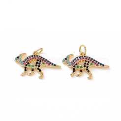 Ciondoli di zirconi colorati con micro pavé di dinosauro in ottone&nbsp;KK-G435-37G