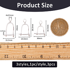 3 Stück 3 Stile anlaufgeschützte rhodinierte Sterlingsilber-Eispickel-KlemmKlauen&nbsp;STER-FH0001-10