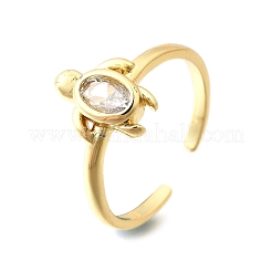 Anelli a polsino con tema oceano in ottone micro pavé di zirconi cubici per donna&nbsp;RJEW-F184-17B-G