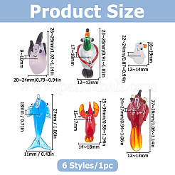 6 pièces 6 styles pendentifs au chalumeau faits à la main&nbsp;LAMP-HS0001-19A