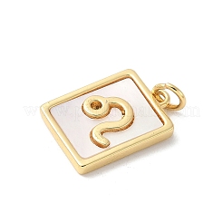 Colgantes de concha blanca natural con pavé de latón&nbsp;KK-S522-09G-B