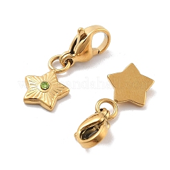 Decorazioni pendenti con strass in acciaio inox 304 a forma di stella&nbsp;STAS-M092-11G
