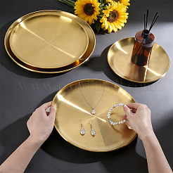 6 bandeja redonda de acero inoxidable 201 para guardar joyas y anillos&nbsp;AJEW-NB0009-43
