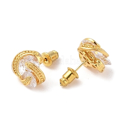 Boucles d'oreilles à clous en zircone cubique micro pavée de laiton placage en rack&nbsp;EJEW-I304-04G-01