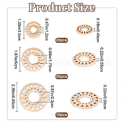 50 Stück 3 Stile Holz hohle Anhänger&nbsp;WOOD-CP0001-03