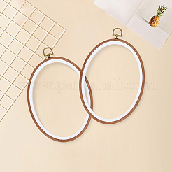 Cercles à broder au point de croix en plastique PP et PVC imitation bois&nbsp;DIY-WH20055-058B-01