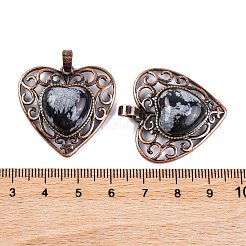 Natürliche Schneeflocken-Obsidian Pfirsich Liebe Herz Anhänger&nbsp;G-G158-01-03
